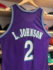 Vintage Champion Charlotte Hornets Larry Johnson Jersey Size 44/Large