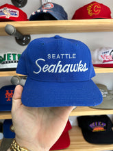 Load image into Gallery viewer, Vintage 1980s Sports Specialties Seattle Seahawks Single Line Wool Script Snapback
