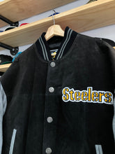 Load image into Gallery viewer, Vintage Pittsburgh Steelers GIII Suede Chenille Jacket Large
