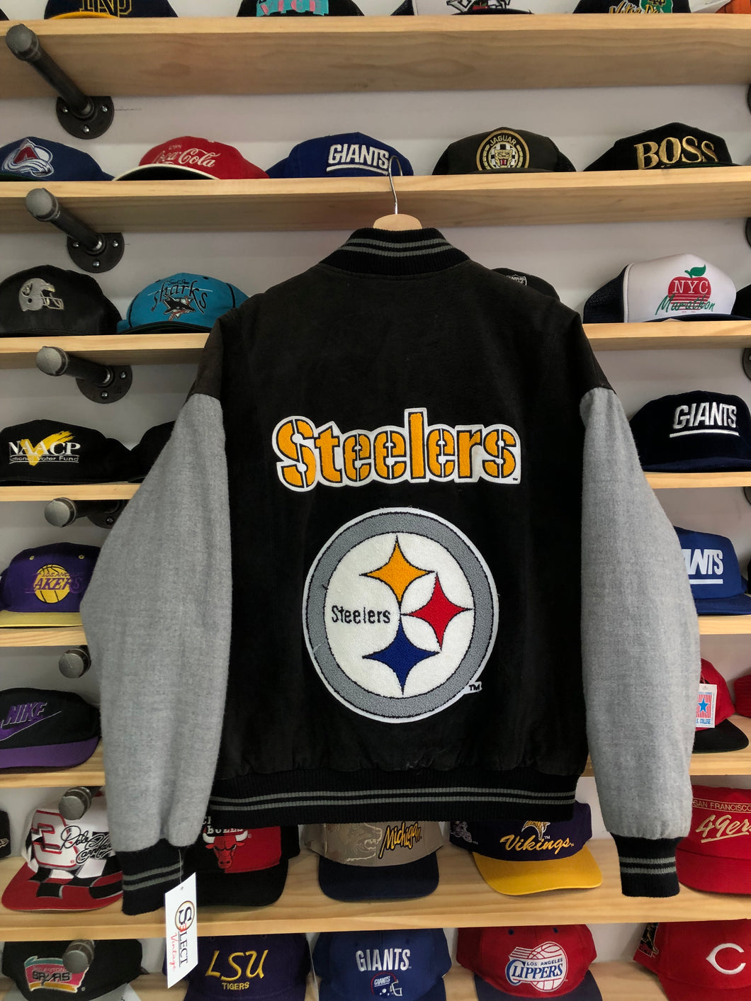 Vintage Pittsburgh Steelers GIII Suede Chenille Jacket Large