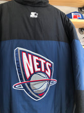 Load image into Gallery viewer, Vintage Starter New Jersey Nets Quarter Zip Pullover Puffer Jacket Size XL
