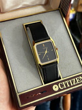 Load image into Gallery viewer, Vintage 1988 Citizen 25MM Black Dial Quartz Tank w/ Box
