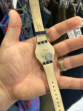 Load image into Gallery viewer, Vintage 1998 Swatch Quartz Blue Leather Strap
