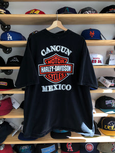Vintage Harley Davidson Spellout Cancun Mexico Tee Size 2XL