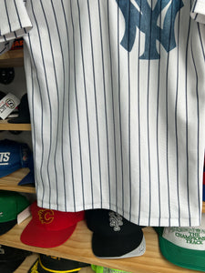 Vintage 80s New York Yankees Pinstripe Polyester Pullover Jersey Medium