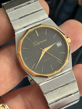 Load image into Gallery viewer, Vintage 1970s / 80s Supreme Two Tone Integrated Bracelet Quartz Watch
