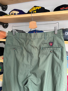 Vintage Made in USA Polo Ralph Lauren Pleated Green Cotton Pants 36x34