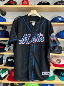 Majestic New York Mets Johan Santana Shea Final Season Patch Black Jersey Large