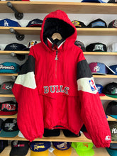 Load image into Gallery viewer, Vintage 90s Starter Chicago Bulls Hooded Front Pouch Pullover Jacket L / XL
