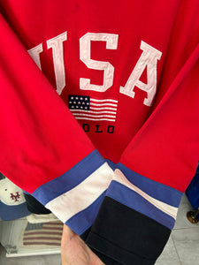 Vintage 90s Ralph Lauren Polo USA Flag Hockey Jersey L / XL