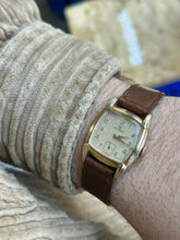 Load image into Gallery viewer, Vintage 1940’s Helbros Hand Wind 10k RGP Fang Lug Tank Watch
