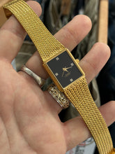 Load image into Gallery viewer, Vintage 1980s Xavier Gold Diamond Quartz Mesh Bracelet Watch
