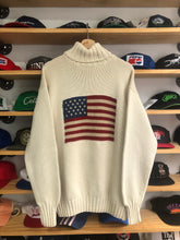 Load image into Gallery viewer, Vintage Polo Ralph Lauren USA Flag Knit Turtleneck Sweater Size Large
