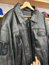 Load image into Gallery viewer, Vintage FUBU Sport Collection Black Leather Chenille Patch Jacket XL / 2XL
