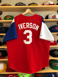 Vintage Majestic NBA Philadelphia 76ers Allen Iverson Baseball Jersey Size XL