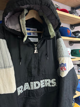 Load image into Gallery viewer, Vintage Oakland Raiders Starter Hooded Front Pouch Pullover Jacket Large
