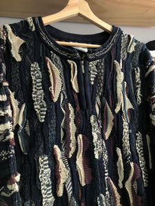 Vintage Coogi Multicolor 3D Multi Color Knit Quarter Zip Sweater 2XL