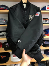 Load image into Gallery viewer, Vintage Starter Los Angeles Raiders Satin Bomber Jacket Size Large
