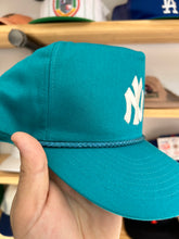 Load image into Gallery viewer, Vintage Yankees Teal Twill Custom Snapback
