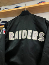 Load image into Gallery viewer, Vintage Starter Los Angeles Raiders Satin Bomber Jacket Size Large
