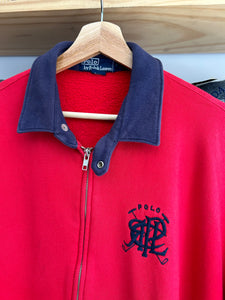 Vintage Polo Ralph Lauren Scribble Full Zip Collard Sweatshirt Large