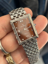 Load image into Gallery viewer, Vintage 1980s Lucien Piccard Swiss Basket Weave Stainless Steel Tank Quartz Watch
