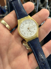Load image into Gallery viewer, Vintage 1998 Swatch Quartz Blue Leather Strap
