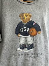 Load image into Gallery viewer, Vintage Ralph Lauren Polo Sport Gray Basketball Bear Tee Large
