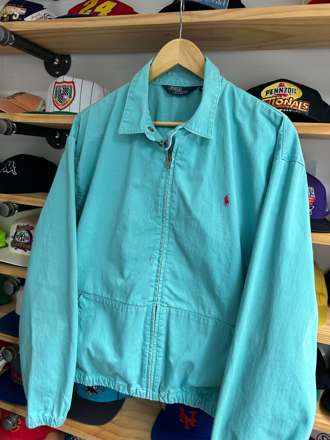Vintage Polo Ralph Lauren Tiffany Blue Harrington Jacket Large