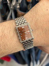 Load image into Gallery viewer, Vintage 1980s Lucien Piccard Swiss Basket Weave Stainless Steel Tank Quartz Watch

