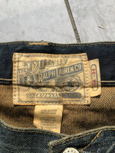 Load image into Gallery viewer, Vintage Ralph Lauren Rugby Patch Graphic Denim Jeans Size 36x34
