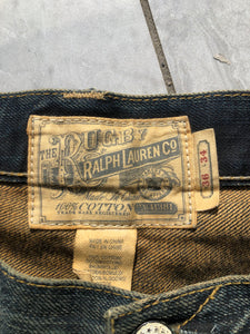 Vintage Ralph Lauren Rugby Patch Graphic Denim Jeans Size 36x34