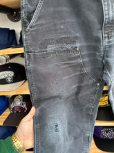 Load image into Gallery viewer, Carhartt 2014 Black Double Knees Faded Tatered &amp; Repairs 38x30
