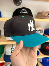 Load image into Gallery viewer, Vintage Yankees Black / Teal Brim Twill Custom Snapback
