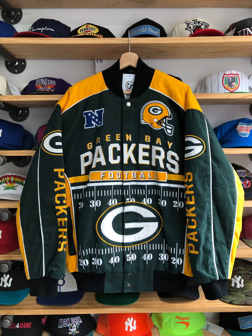 2010s G-III NFL Green Bay Packers Football Field Bomber Jacket Size Large