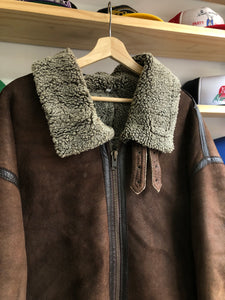 Vintage Calafate B-2 Chocolate Brown Shearling Bomber Size 2XL