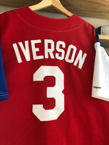 Vintage Majestic NBA Philadelphia 76ers Allen Iverson Baseball Jersey Size XL