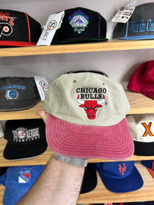 Vintage Chicago Bulls G Cap Khaki Denim Strapback Dad Hat