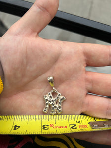 Vintage New York Yankees .925 Silver Diamond Cut Pendant Charm