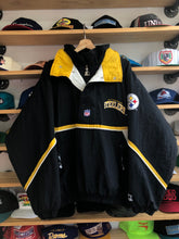 Load image into Gallery viewer, Vintage Starter Pittsburgh Steelers Quarter Zip Puffer Jacket Size Large
