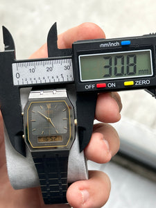 Vintage 90s Seiko Dual Display Gunmetal Quartz Watch