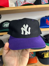 Load image into Gallery viewer, Vintage Yupoong Black / Purple NY Yankees Wool Custom SnapBack
