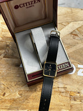 Load image into Gallery viewer, Vintage 1988 Citizen 25MM Black Dial Quartz Tank w/ Box
