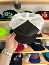 Load image into Gallery viewer, Vintage New York Mets Custom Logo Black Foam Trucker SnapBack
