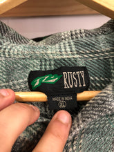 Load image into Gallery viewer, Vintage Rusty Button Checkered Flannel Shirt Size XL
