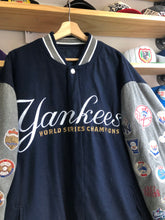 Load image into Gallery viewer, 2010s JH Design New York Yankees World Series Patch Wool Reversible Bomber Jacket Size 2XL
