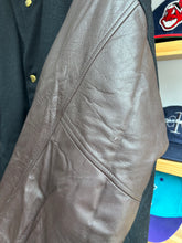 Load image into Gallery viewer, Vintage 90s Nike Wool / Leather Black Brown Swoosh Varsity Jacket XL
