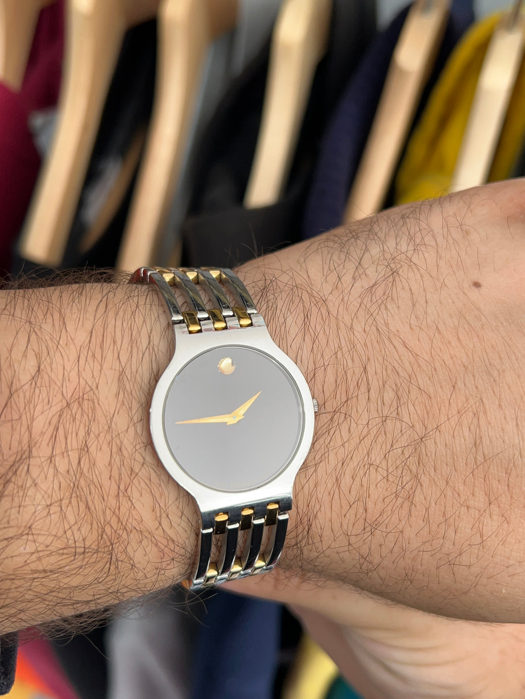 Vintage 90’s Movado Esperanza Two Tone Gold / Stainless Mens Quartz Watch