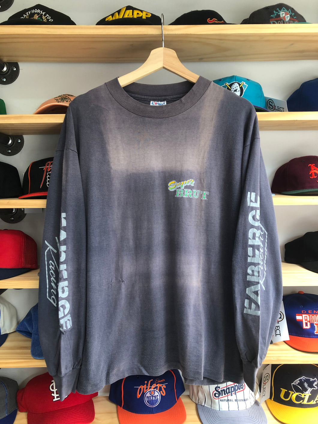 Vintage 80’s Super Brut Faberge Racing Faded Long Sleeve Tee Size Large