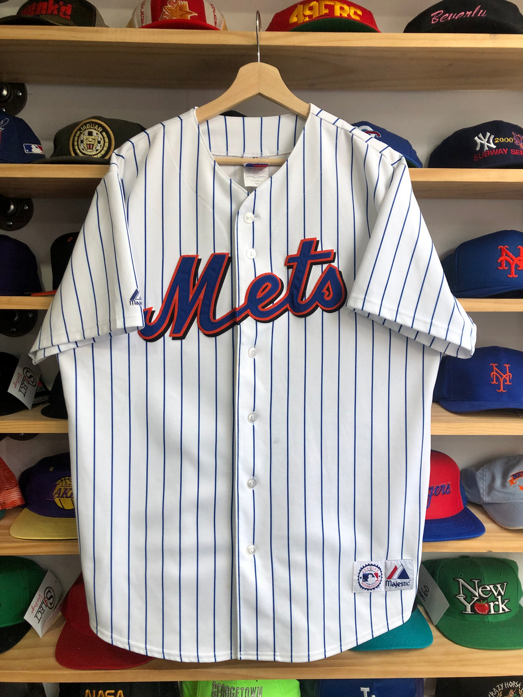Vintage Majestic New York Mets Pinstripe Blank Jersey Size Large